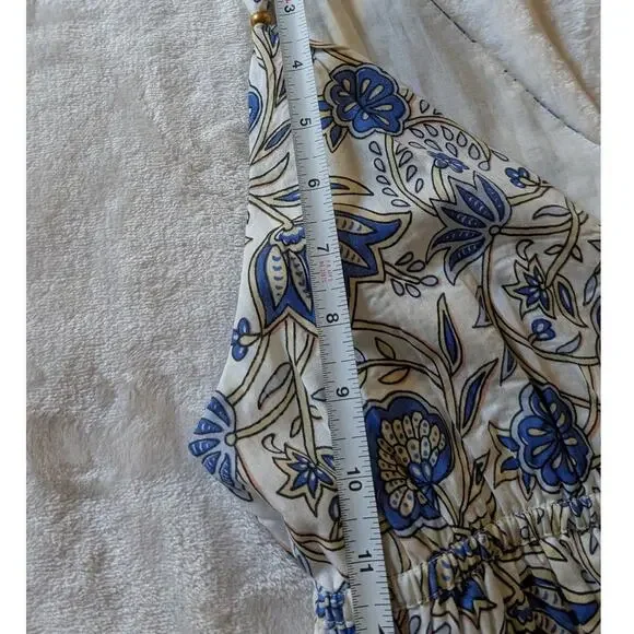 NWT  Caroline Constas Blue Floral Cotton/Modal Sleeveless Midi Dress, size M - Picture 11 of 12